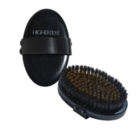 HigherDOSE Copper Dry Brush with wooden handle for smooth exfoliation and daily skin care.