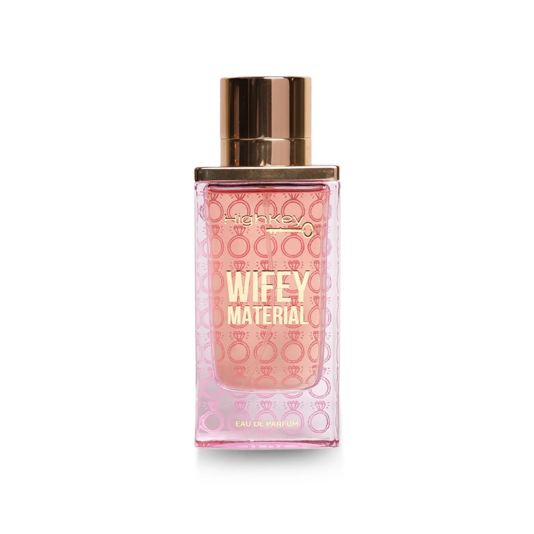 HighKey Wifey Material bottle front view highlighting a floral-amber aroma for romance