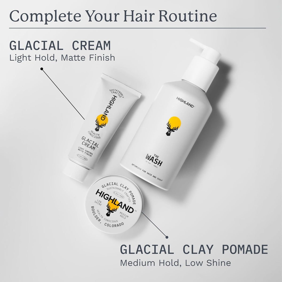 Highland Bundle packaging display for easy hair care setup