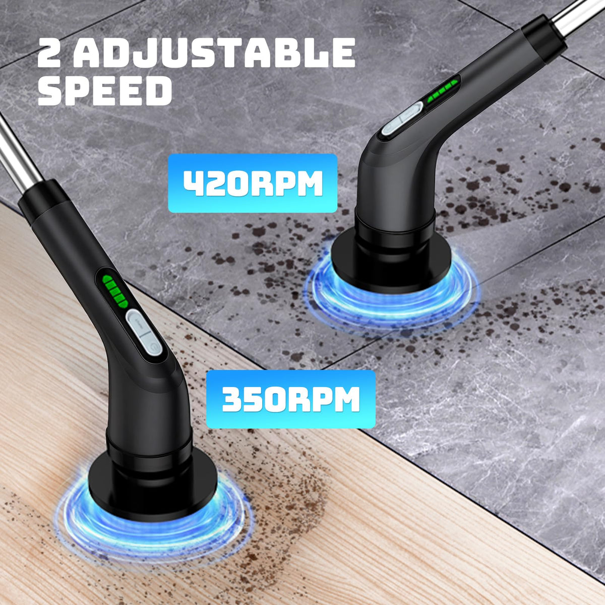 Highyes electric spin scrubber seven brush heads tackle tile and grout.