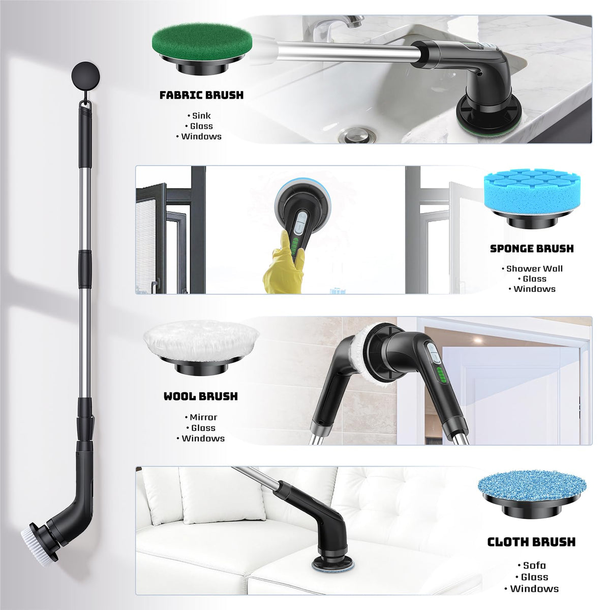 Highyes electric spin scrubber fast charging for long cleaning sessions.