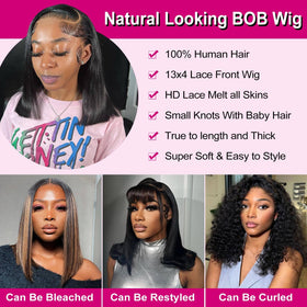 Hihmarm bob wig adjustable cap for comfortable daily wear