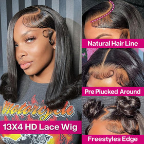 Hihmarm bob wig pre-plucked hairline for a soft natural look