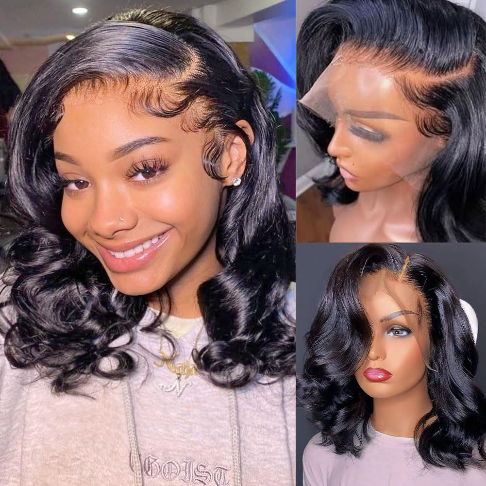 Hihmarm body wave bob wig with lace front for a natural, secure fit.