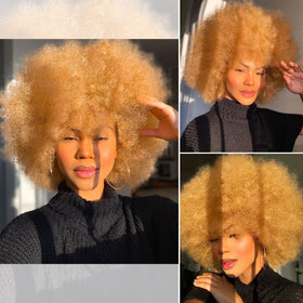 HIHOO Afro wig 70s style bangs on natural-look, lightweight fibers for comfortable all-day wear.