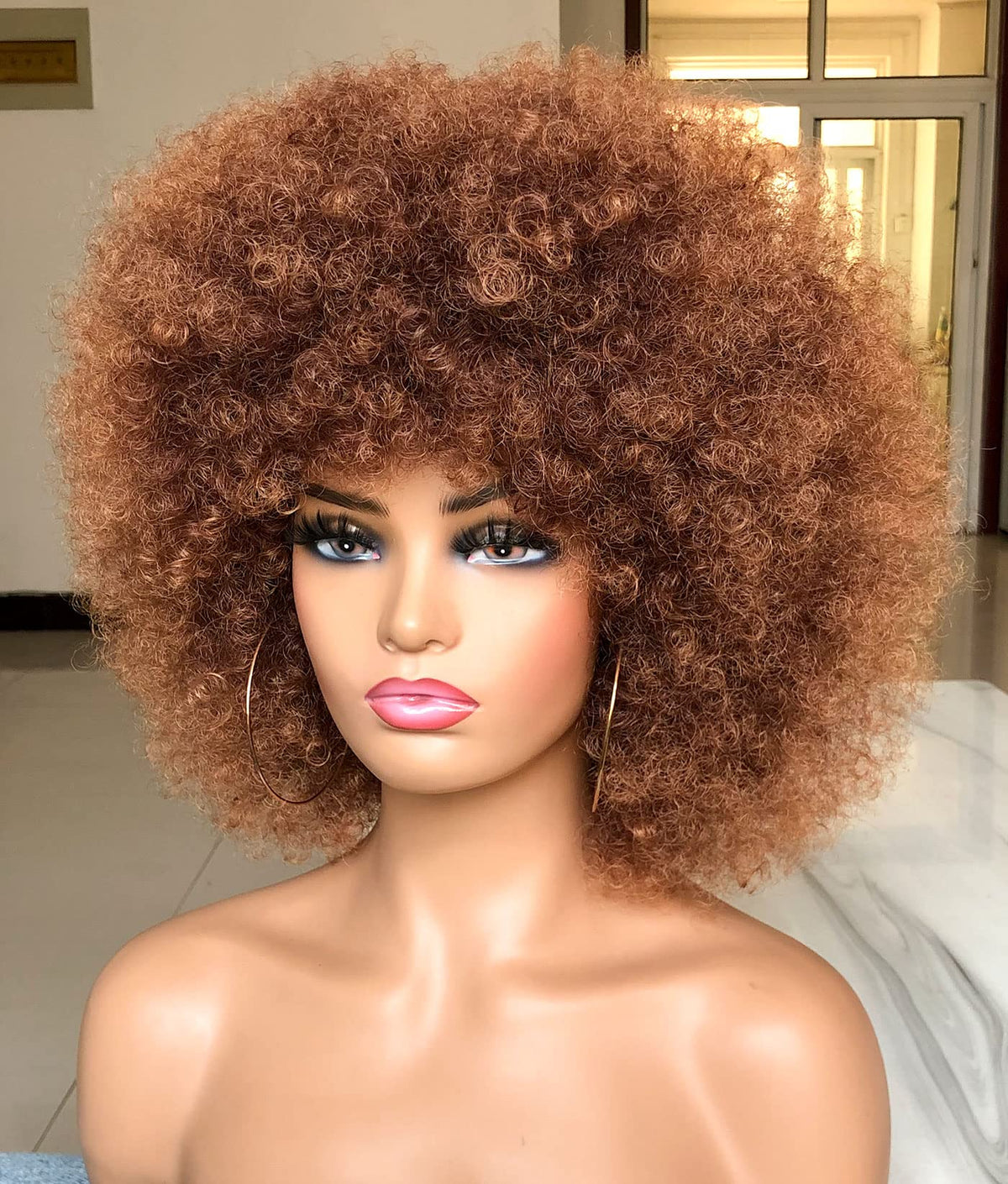 HIHOO afro wig with bangs demonstrates versatile styling for daily outfits.