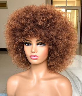 HIHOO afro wig with bangs demonstrates versatile styling for daily outfits.