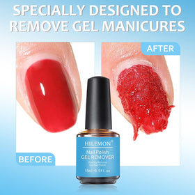 HiLemon remover applying on nail demonstrates easy, mess-free gel removal.