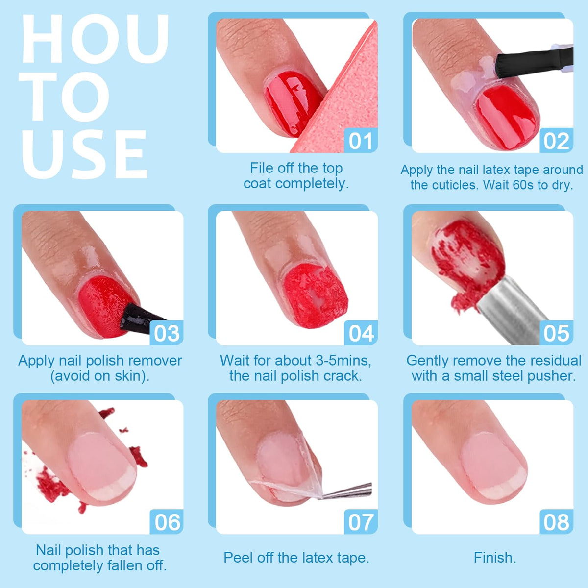 HiLemon manicure after removal close-up showing clean nails.