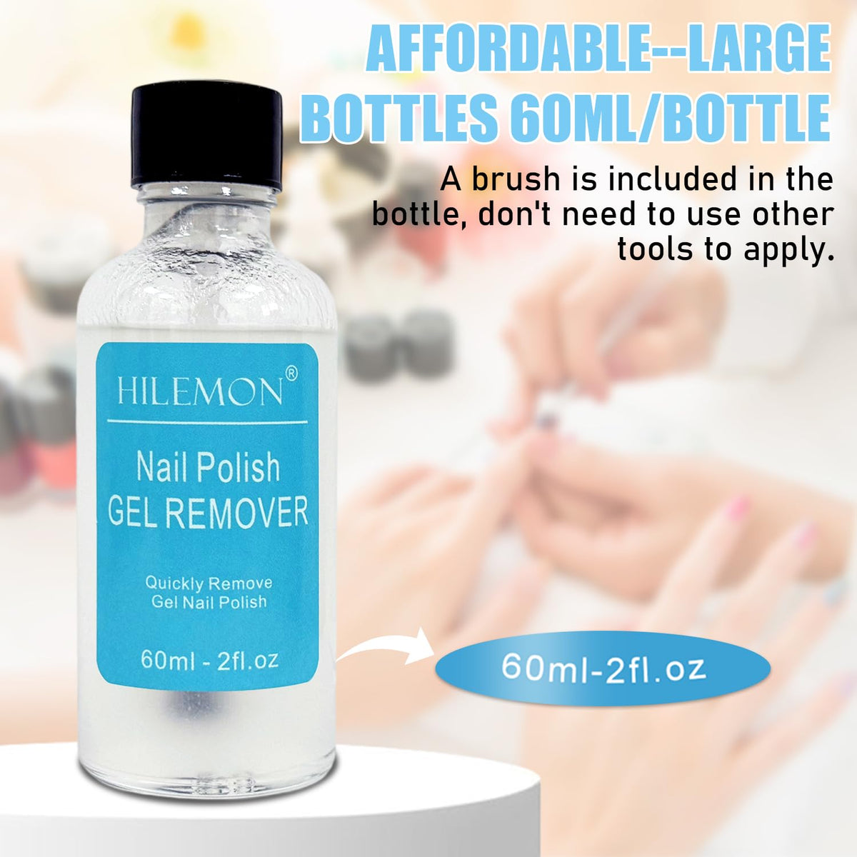 HiLemon remover brush applying onto nail for fast removal