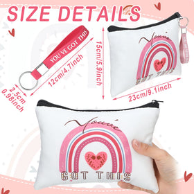 Hillban rainbow canvas makeup bag zipper close-up for secure storage