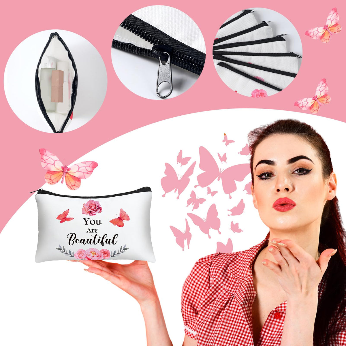 Hillban travel-ready cosmetic bag sized 9 by 6 inches for daily essentials