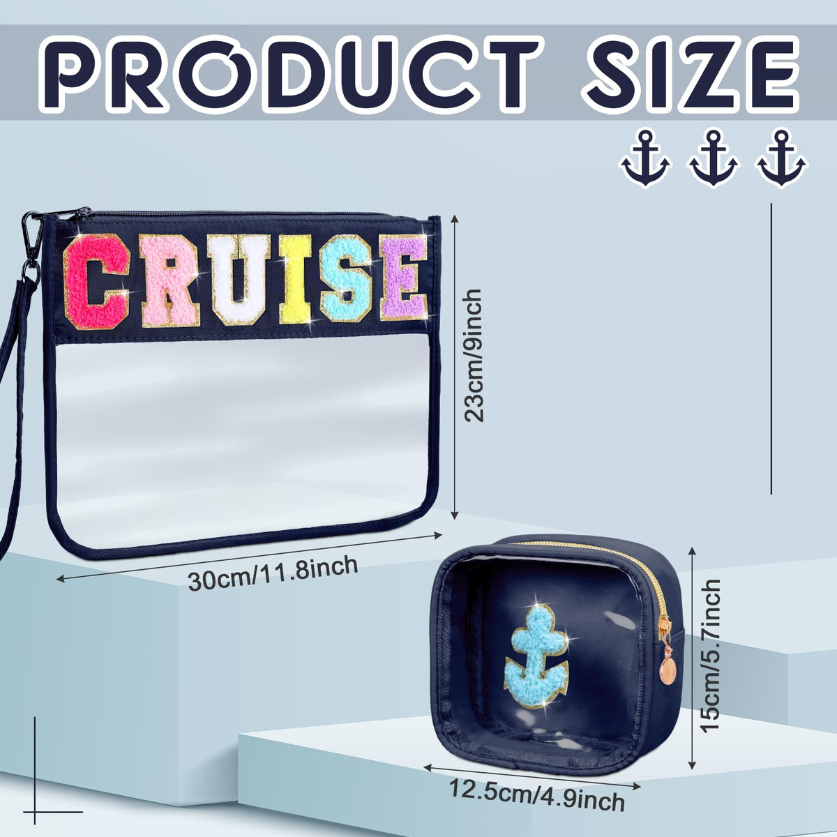 Hillban anchor chenille bag adds stylish travel storage for small essentials.