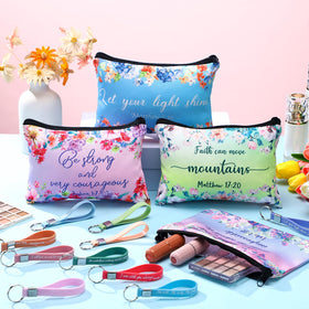 Hillban floral canvas makeup bag closeup with vibrant print and stitching
