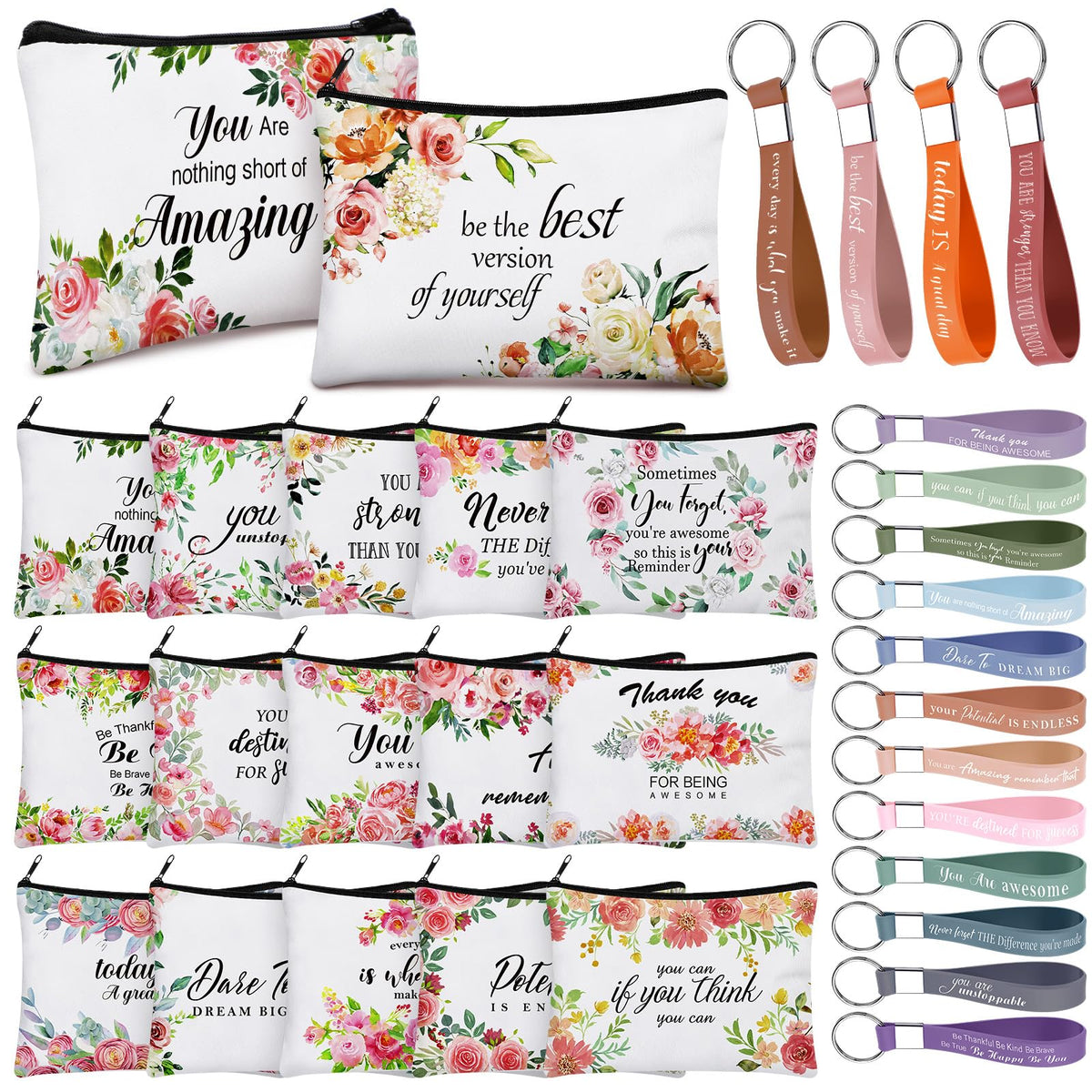 Hillban flowers canvas makeup bag with a vibrant floral design for everyday cosmetics.