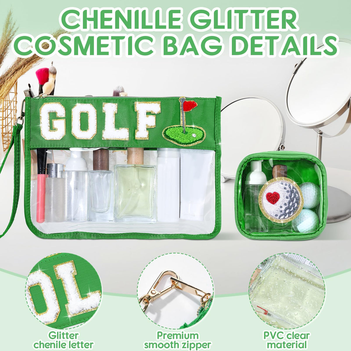 Hillban golf-ball-design cosmetic bag; compact and easy to grab daily.