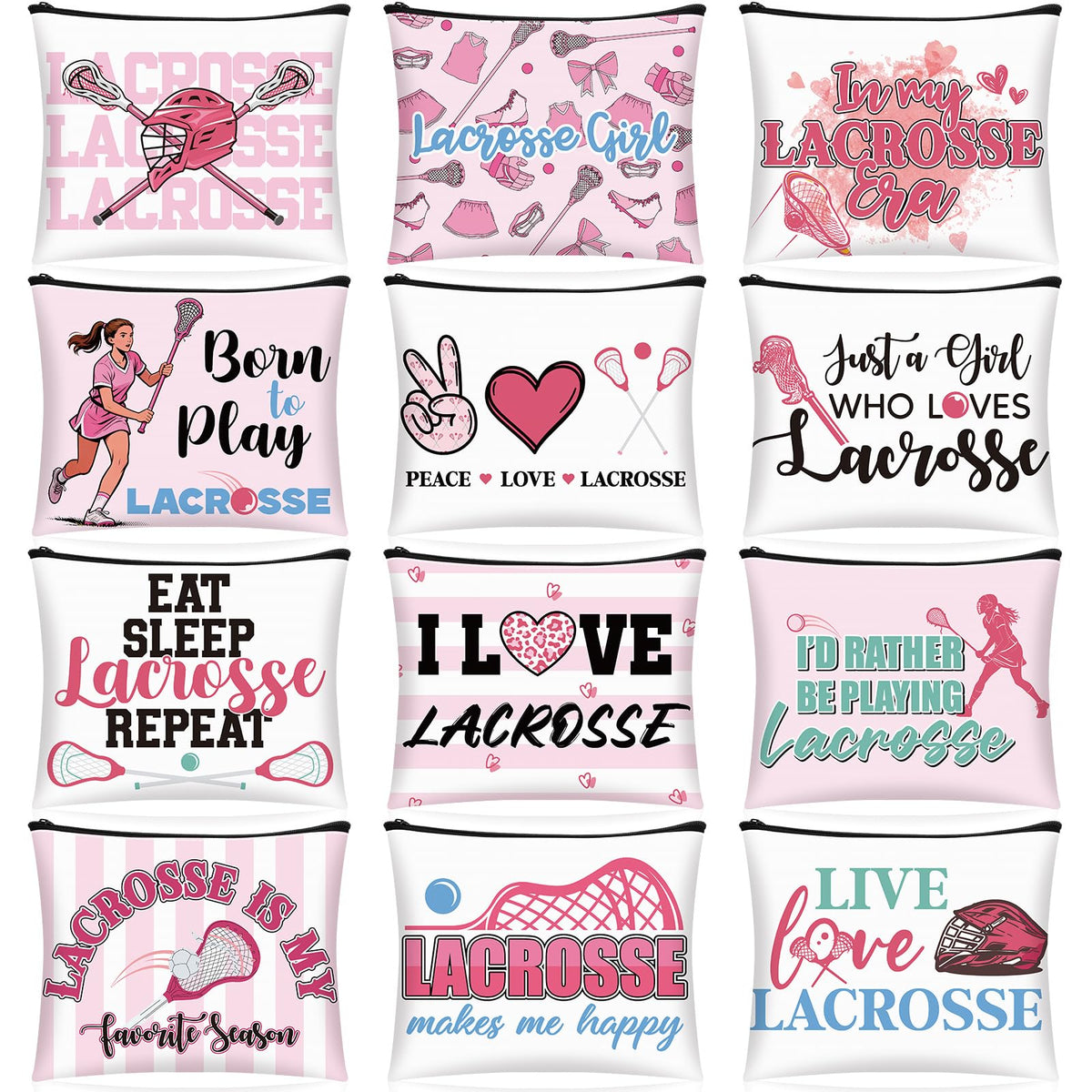 Hillban lacrosse makeup bag bulk pack in multicolor for everyday organization.