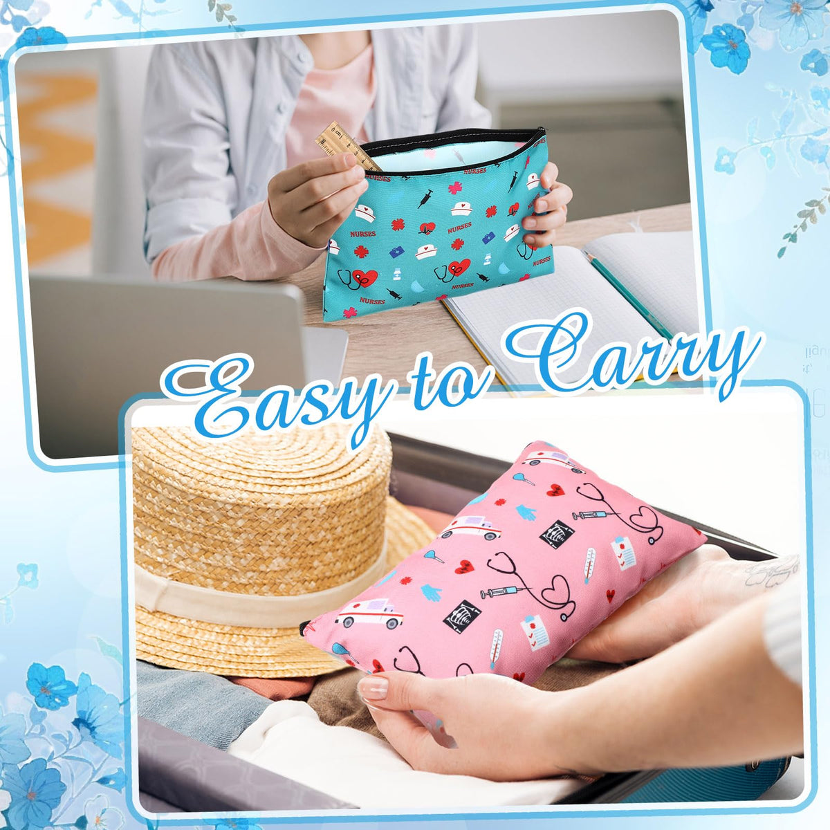 Hillban pastel nurse pouch with zipper offers private, portable storage