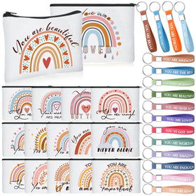 Hillban rainbow canvas makeup bag shown for travel-ready organization