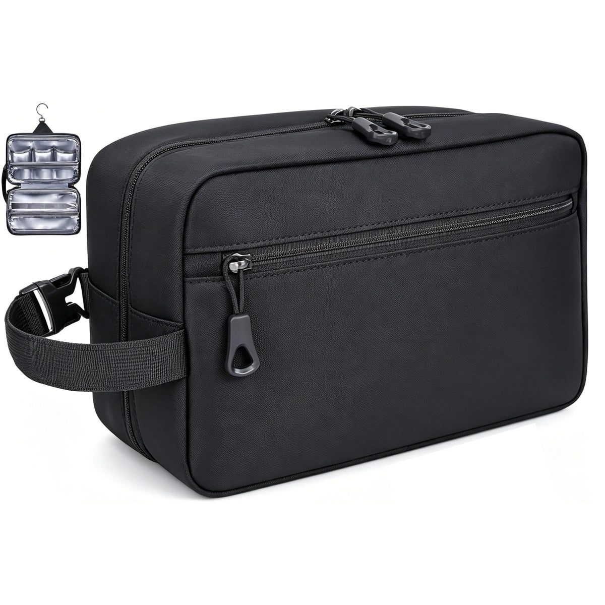 HILOMON Toiletry Bag open with expandable space for travel essentials.