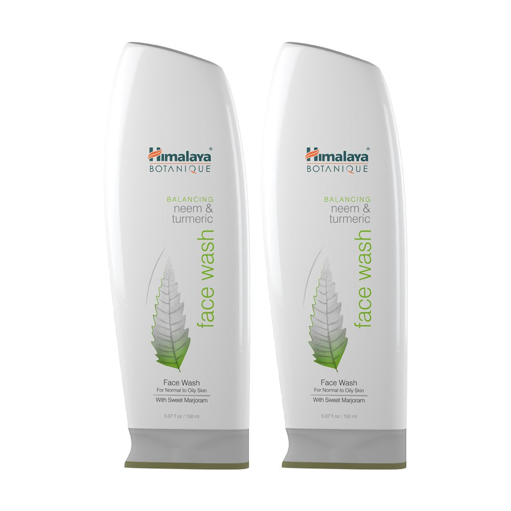 Himalaya Botanique Neem & Turmeric face wash bottle for daily cleansing and balance.