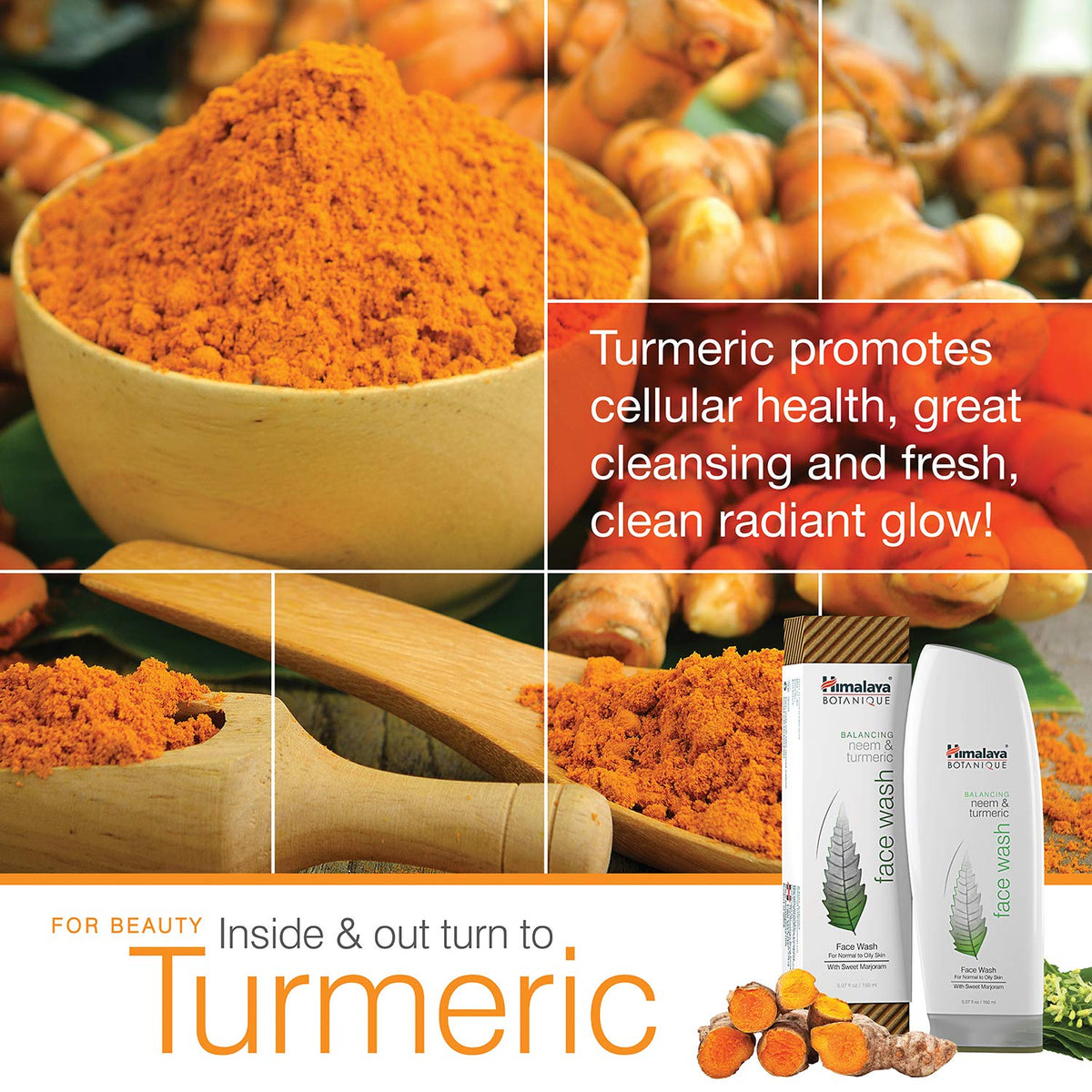 Himalaya Botanique Neem & Turmeric face wash packaging in 2-pack.