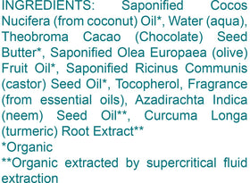 Himalaya Botanique Neem Turmeric Bar ingredients panel highlights cacao butter