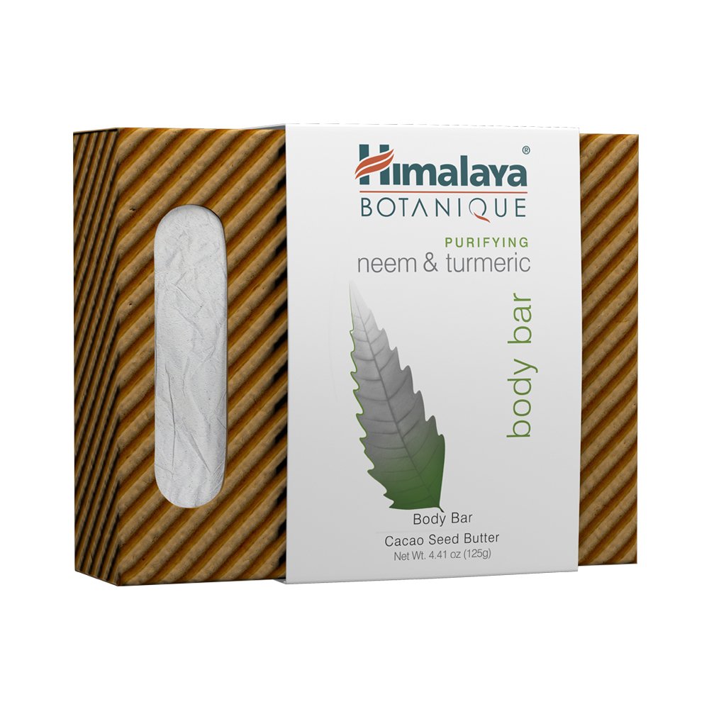 Himalaya Botanique Neem Turmeric Bar back view showing ingredients and clean formula