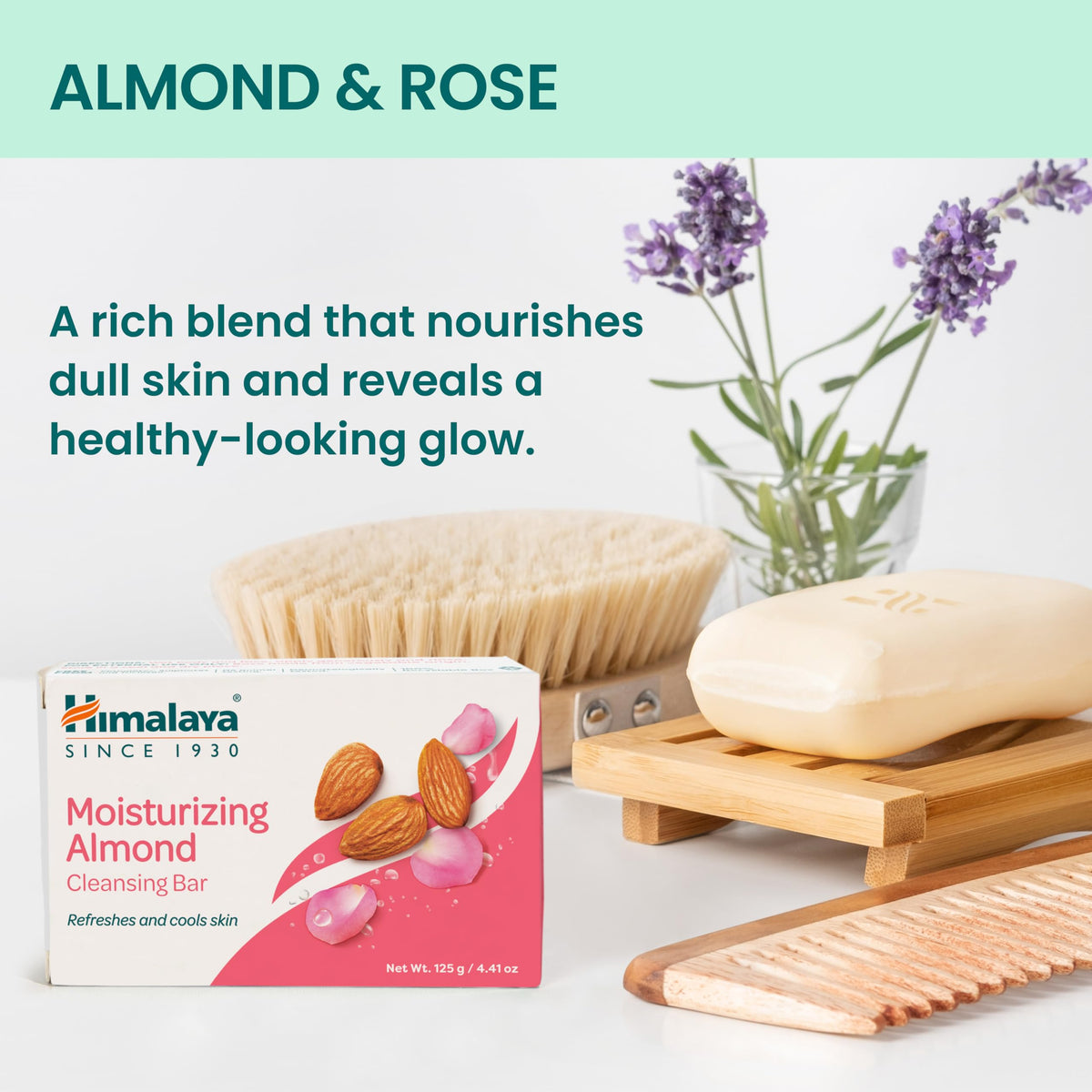 Himalaya Moisturizing Almond Cleansing Bar lather forming on the hand.