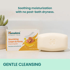 Himalaya Nourishing Cream & Honey bar ingredients featuring honey and milk cream