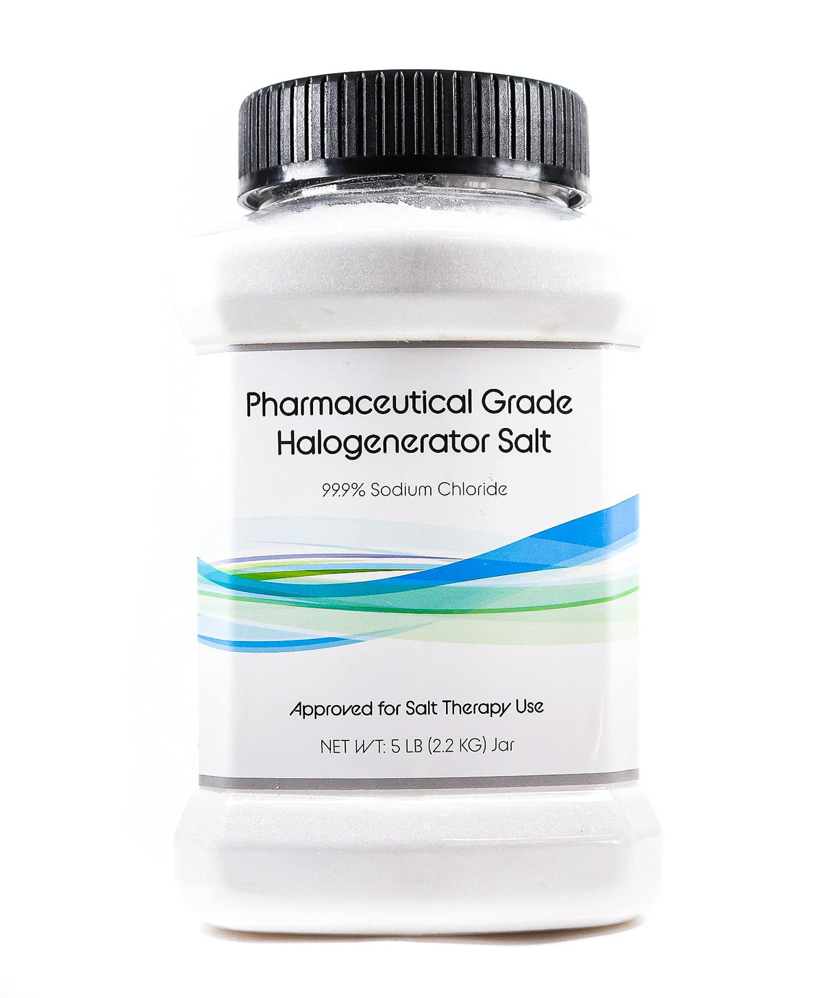 Himalayan Secrets pharmaceutical salt jar front view for halogenerator use