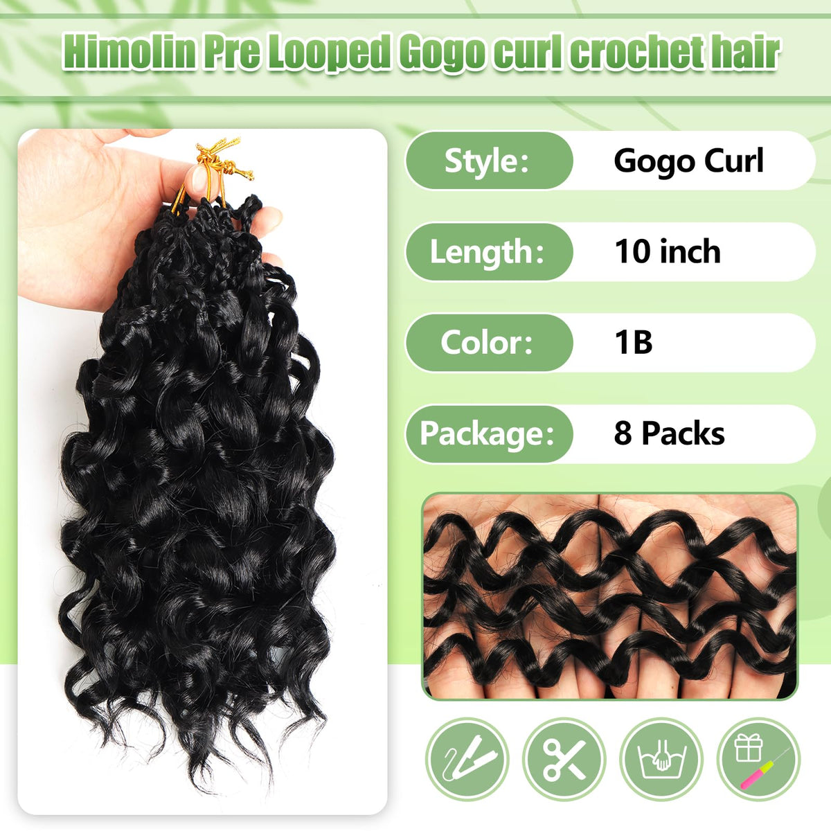 Himolin Gogo Curl Pre-Looped top detail enables faster installs for beginners.