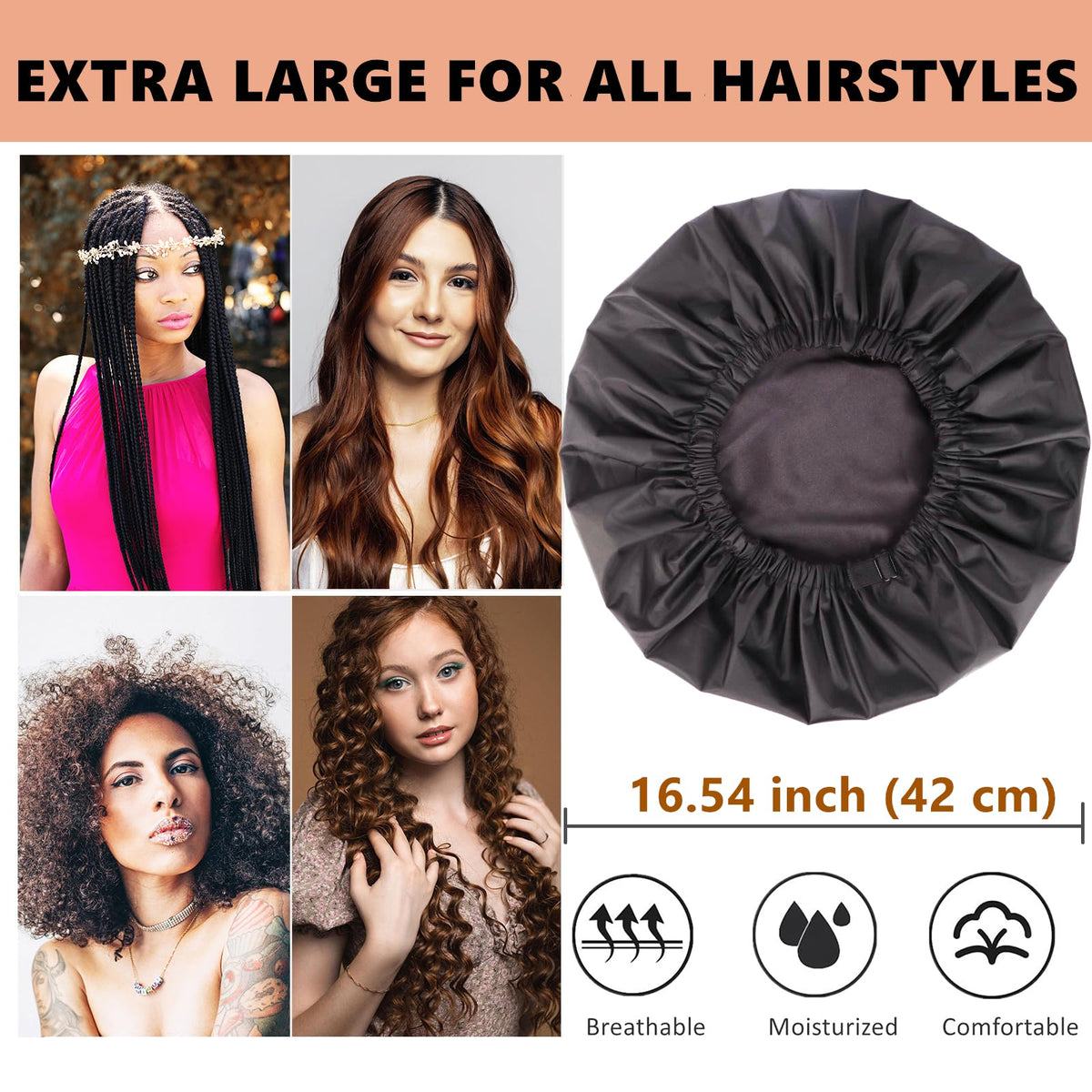 Himoswis extra-large design fits braids, curls, and dreadlocks comfortably.