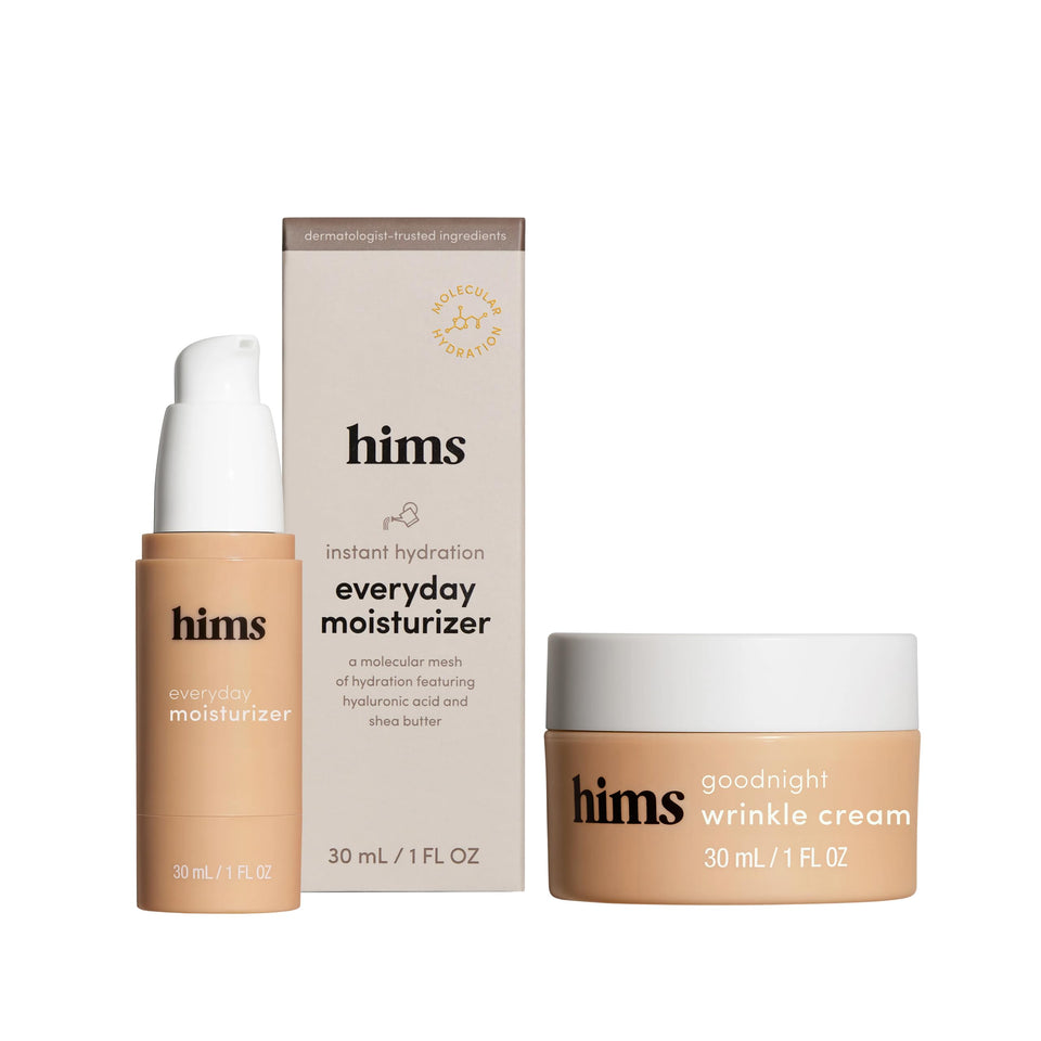 Hims Everyday Moisturizer for Men bottle with pump delivers lightweight hydration.