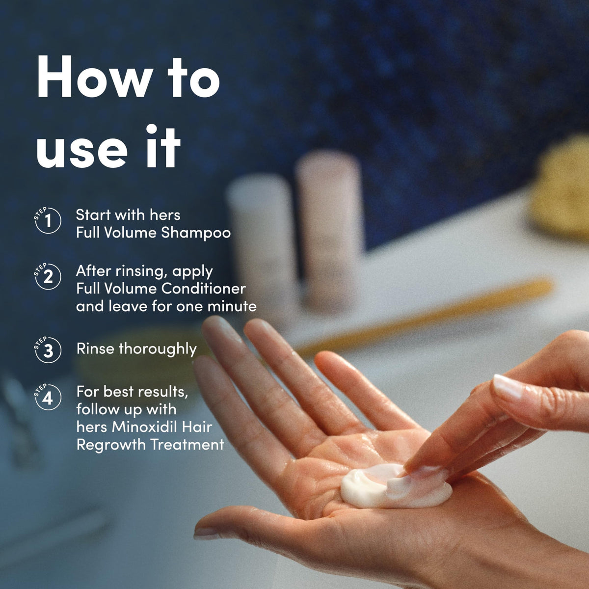 Pump dispenser on Hims & Hers conditioner bottle