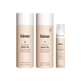hims Thick Fix shampoo bottle showing brand name with inviting daily cleansing benefit.
