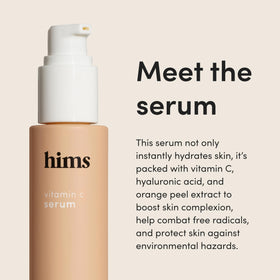 hims Vitamin C Serum dispensing pump demonstrates easy morning use.