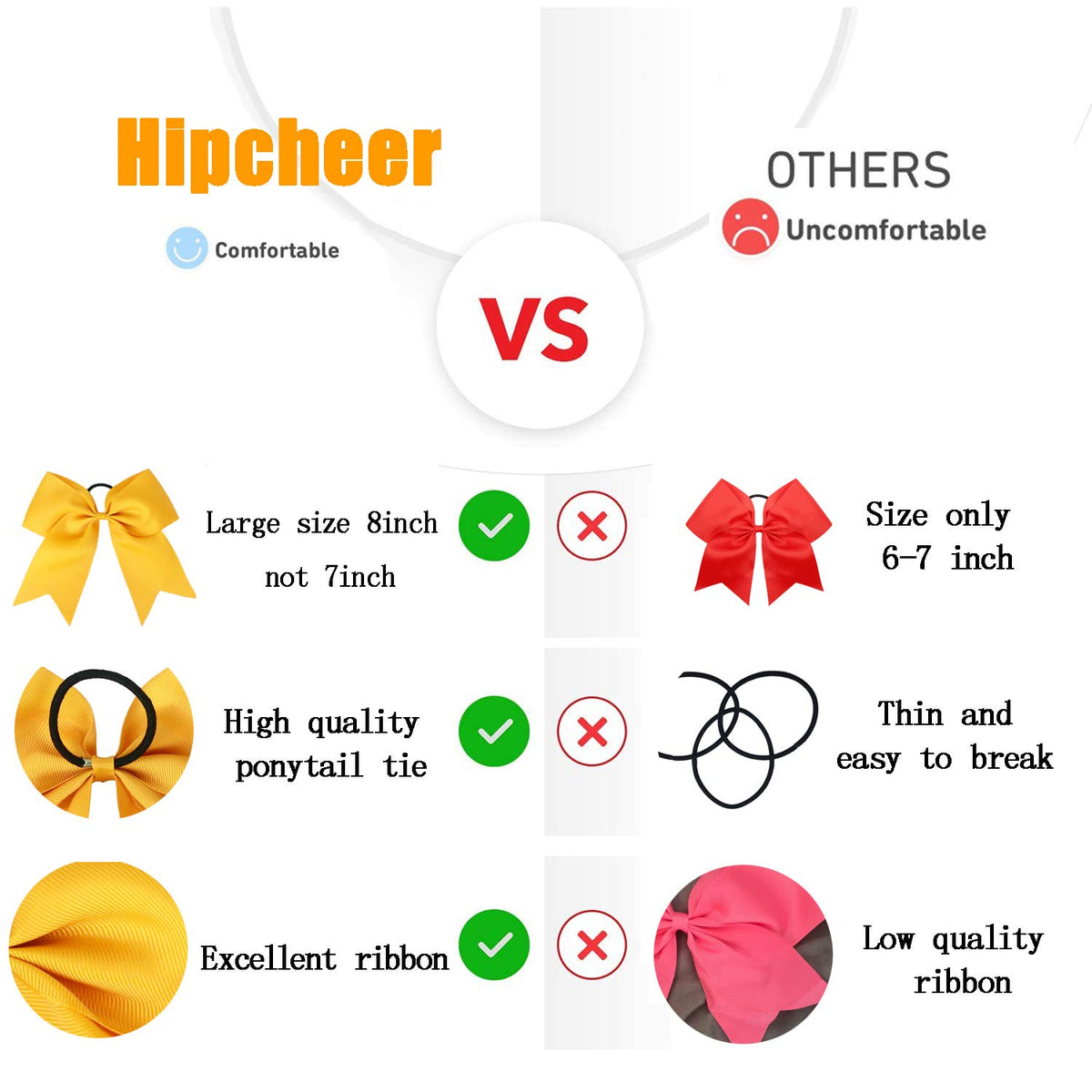 Hipcheer 8-inch bows offer comfortable wear for long practices.