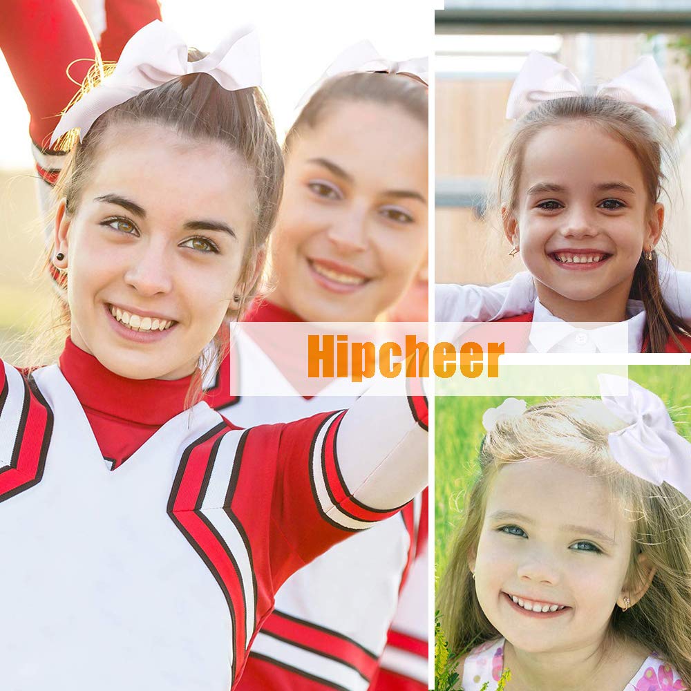 Hipcheer handmade teen bows with secure fabric covered ponytail holders.