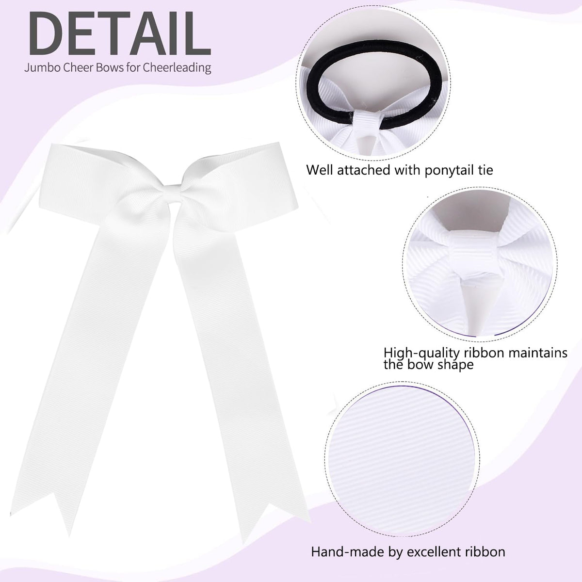 Hipcheer white grosgrain ribbon texture close-up highlighting smoothing and fray prevention.