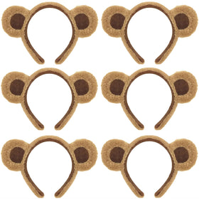 HIPIHOM 6-pack brown plush bear ears headbands for fun party costumes