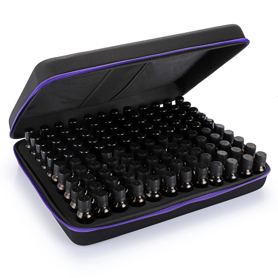Hipiwe 120-slot EVA case with hard shell exterior for travel protection of bottles