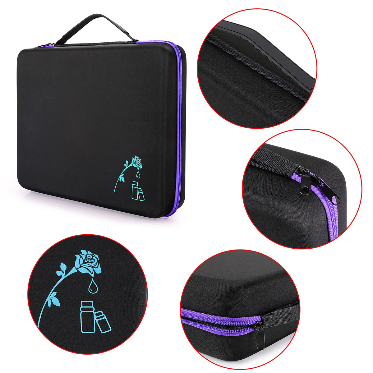 Elegant black and purple Hipiwe storage case for oils