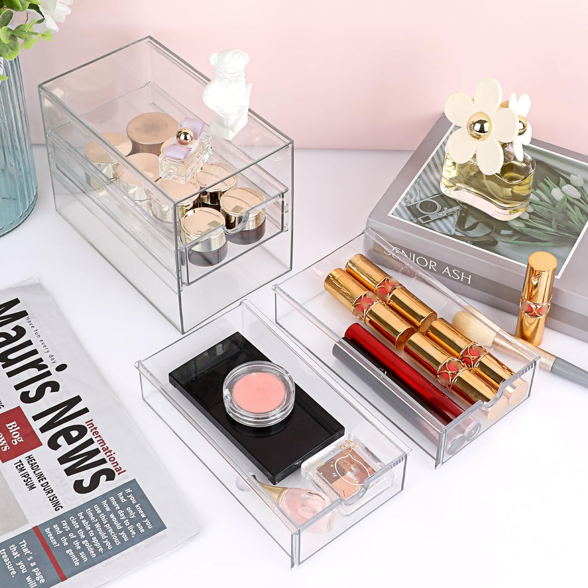 Hipiwe jewelry and cosmetics drawer highlights items at a glance.