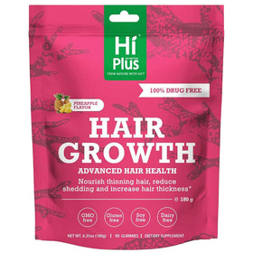 HiPlus Hair Growth Gummies front view for convenient daily support of hair health.