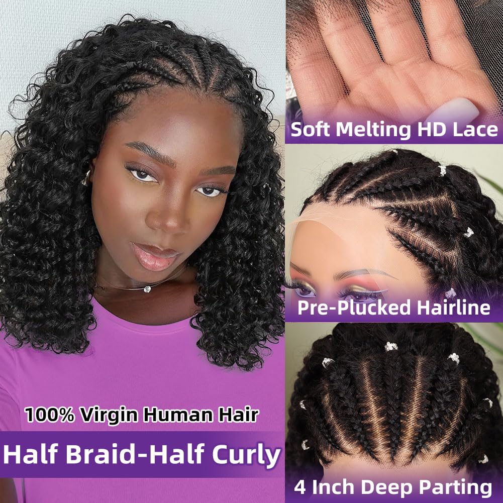 HIRIREMY braided curly bob wig designed for daily wear