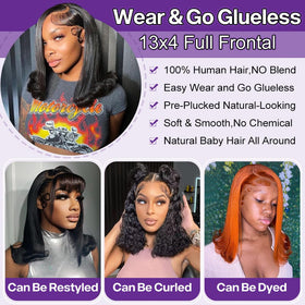 HIRIREMY 180 density straight bob provides fullness and natural movement.