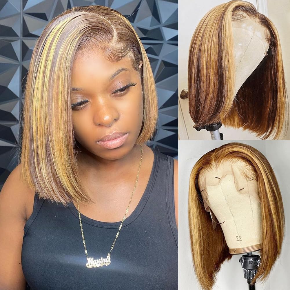 HIRIREMY bob wig 13x4 lace front close-up showing natural hairline and texture