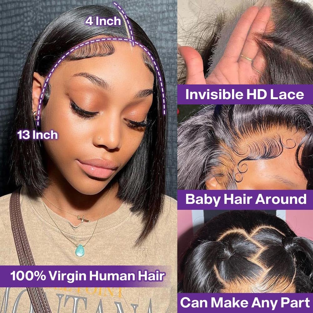 HIRIREMY glueless band bob wig for easy wear.