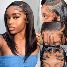 HIRIREMY bob wig with 13x4 front lace offers natural parting and easy wear.